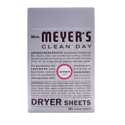 Mrs. Meyer's Clean Day Dryer Sheets, Lemon Verbena Scent, (Pack of 80) 