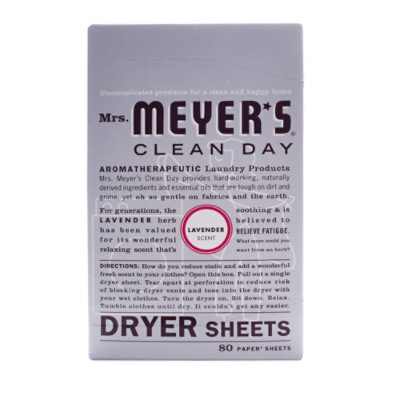 Mrs. Meyers Clean Day Dryer Sheets Lavender Scent (Pack of 80)