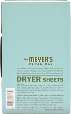 Mrs. Meyers Clean Day Dryer Sheets Basil Scent 80 count - Image 5