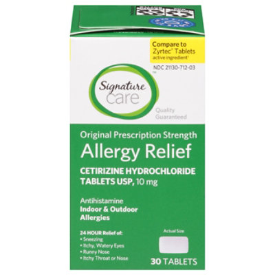 Signature Select/Care Allergy Relief Cetirizine Hydrochloride 10mg Antihistamine Tablet - 30 Count - Image 3