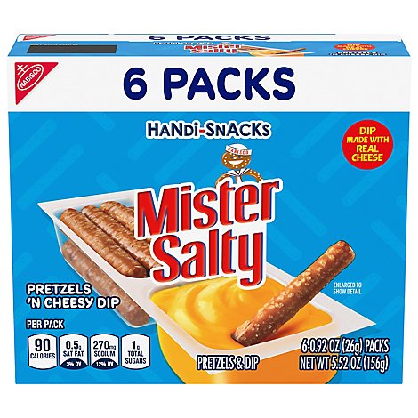 Handi-Snacks Mister Salty Dip Pretzels n Cheese Snack Packs - 6-0.92 Oz