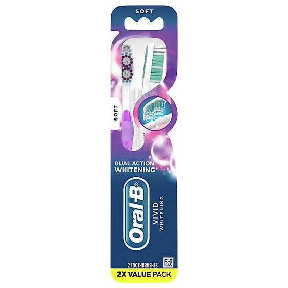 Oral-B Vivid Whitening Manual Toothbrush Soft Value Pack - 2 Count