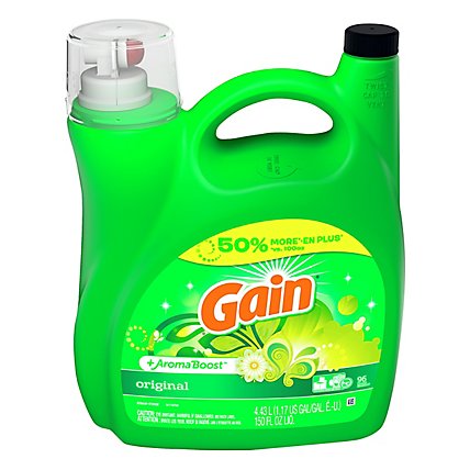 Gain Plus Aroma Boost Liquid Laundry Detergent HE Compatible Original Scent 96 Loads - 150 Fl. Oz. - Image 1