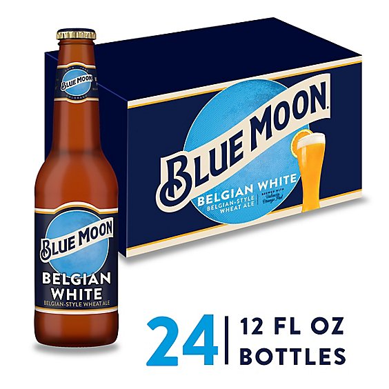Blue Moon Belgian White Beer Craft Wheat 5.4% ABV Bottle - 24-12 Fl. Oz.