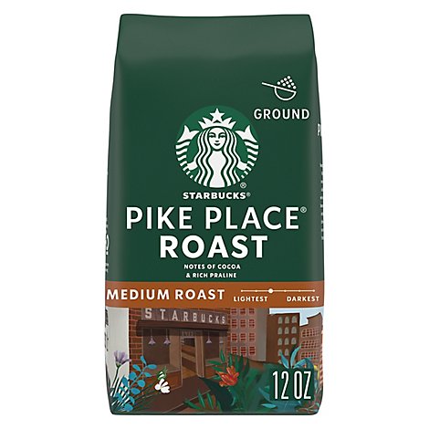 Starbucks Coffee Ground Medium Roast Pike Place Roast Bag - 12 Oz
