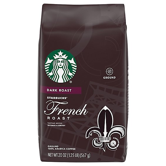 Starbucks French Roast 100% Arabica Dark Roast Ground Coffee Bag - 20 Oz