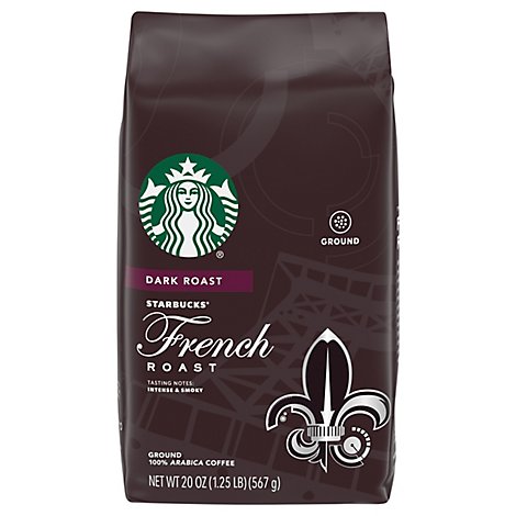 Starbucks Coffee Ground Dark Roast French Roast Bag - 20 Oz