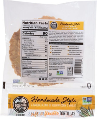La Tortilla Factory Tortillas Corn Yellow and Wheat Hand Made Style Bag 8 Count - 11.57 Oz - Image 5