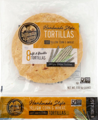 La Tortilla Factory Tortillas Corn Yellow and Wheat Hand Made Style Bag 8 Count - 11.57 Oz - Image 2