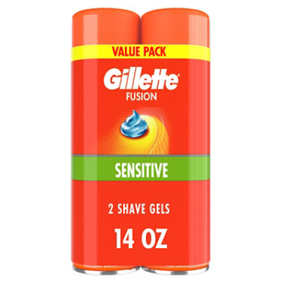 Gillette Fusion Ultra Sensitive Shave Gel for Men with Aloe Vera Twin Pack - 2-7 Oz - Image 1