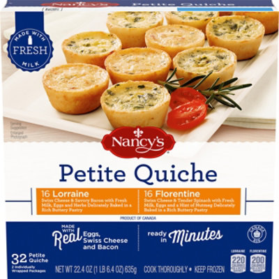 Nancy's Lorraine & Florentine Petite Quiche Frozen Snacks Variety Pack Box - 32 Count - Image 1