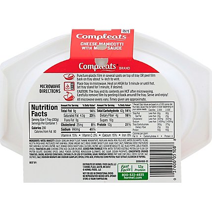 Hormel Compleats Microwave Meals Homestyle Cheese Manicotti with Meat Sauce - 10 Oz - Image 3