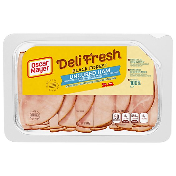 Oscar Mayer Deli Fresh Black Forest Uncured Ham Sliced Lunch Meat Tray - 9 Oz