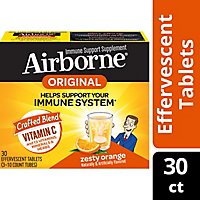 Airborne Immune Support Supplement Effervescent Tablet 1000mg Vitamin C Zesty Orange - 30 Count - Image 1