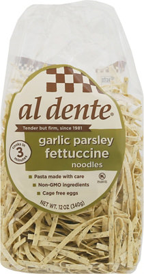 Al Dente Pasta Artisanal Fettuccine Noodles Garlic Parsley - 12 Oz - Image 1