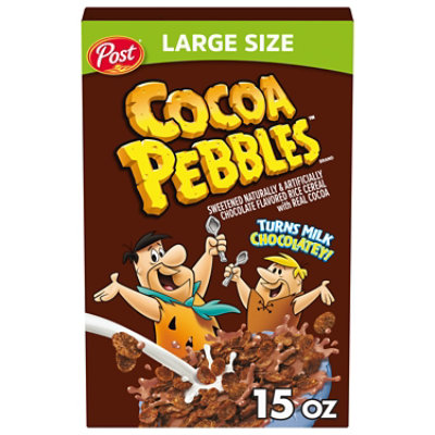 Post Cocoa PEBBLES Gluten Free Kids Snacks Breakfast Cereal Family Size Box - 15 Oz - Image 1