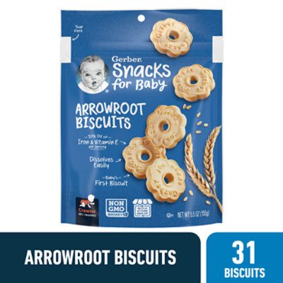 Gerber Arrowroot Biscuit Snack Bag for Baby - 5.5 Oz