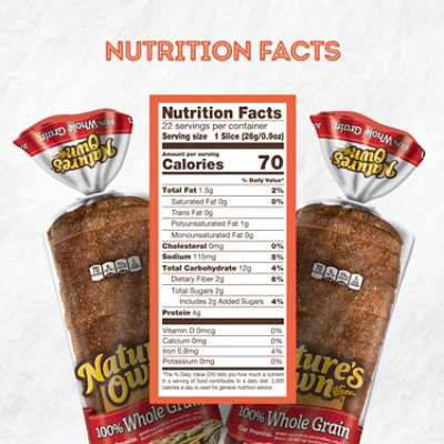 Natures Own 100% Whole Grain Whole Grain Sandwich Bread - 20 Oz - Image 5