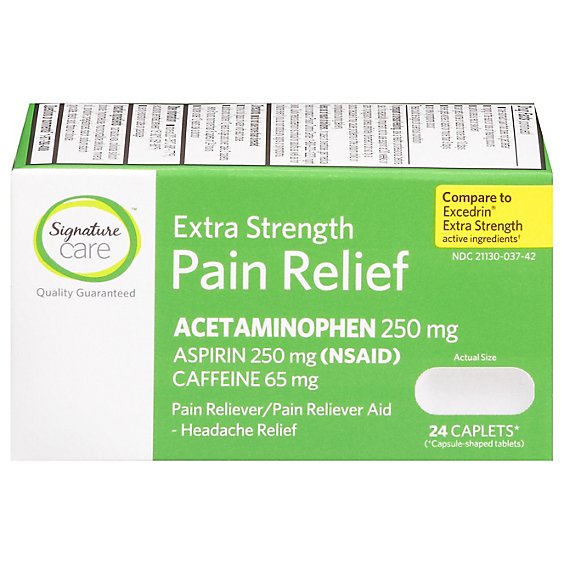 Signature Care Pain Relief Tablet Acetaminophen 250mg Added Strength - 24 Count