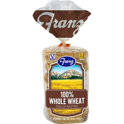 Franz English Muffins 100% Whole Wheat 6 Count - 14 Oz - Image 2