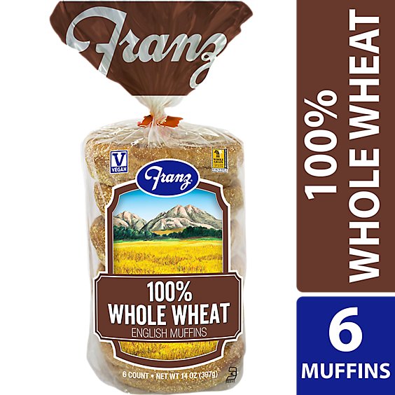 Franz English Muffins 100% Whole Wheat 6 Count - 14 Oz