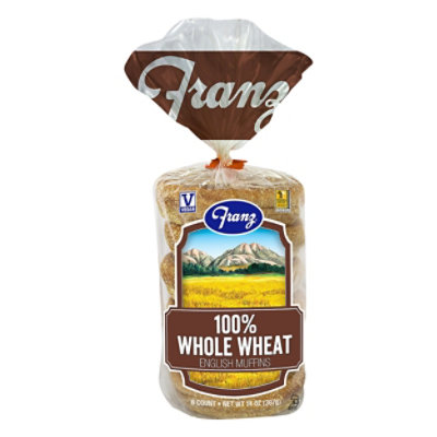 Franz English Muffins 100% Whole Wheat 6 Count - 14 Oz