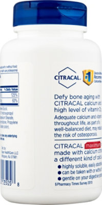 Citracal Calcium Supplement + D3 Calcium Citrate Maximum Coated Caplets - 120 Count - Image 5