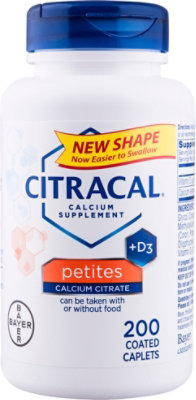 Citracal Calcium Supplement + D3 Calcium Citrate Petites Coated Caplets - 200 Count - Image 2