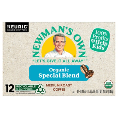 Newmans Own Organics Coffee K Cup Pods Medium Roast Special Blend - 12 Count