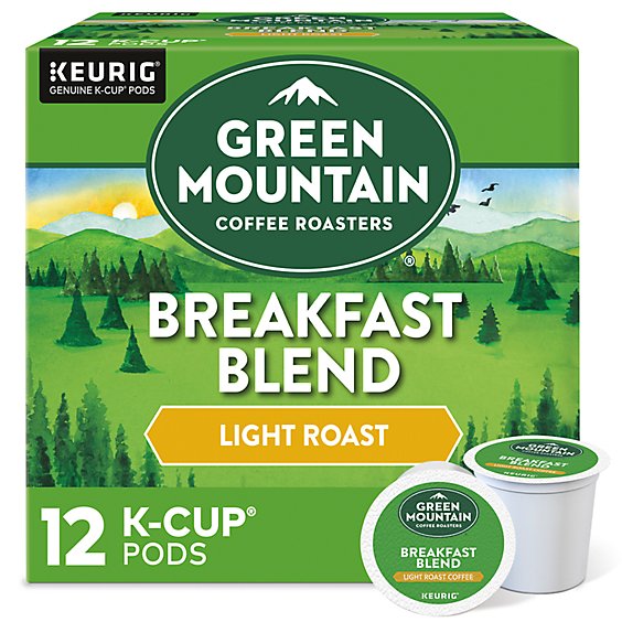 Green Mountain Coffee Roasters Coffee K Cup Pods Light Roast Breakfast Blend - 12-0.31 Oz