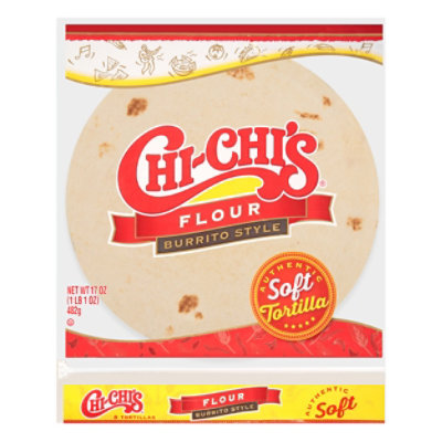 CHI-CHIS Tortillas Flour Burrito Style Bag 8 Count - 17 Oz