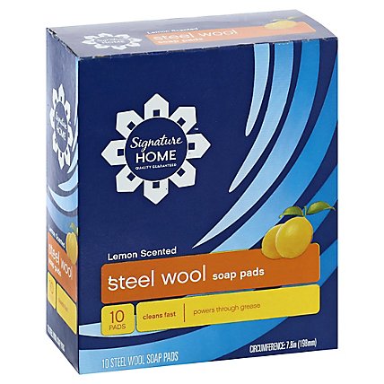Signature SELECT Soap Pads Steel Wool Lemon Scented - 10 Count - Image 1