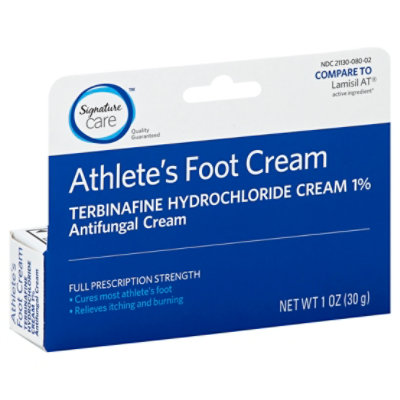 Signature Care Athletes Foot Cream Terbinafine Hydrochloride 1% Antifungal Full Strength - 1 Oz