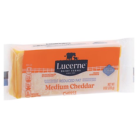 Lucerne Cheese Natural Medium Cheddar Reduced Fat 2% - 8 Oz