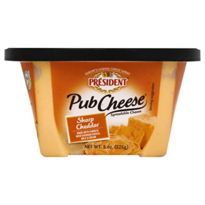 President Sharp Cheddar Spreadable Pub Cheese - 8 Oz