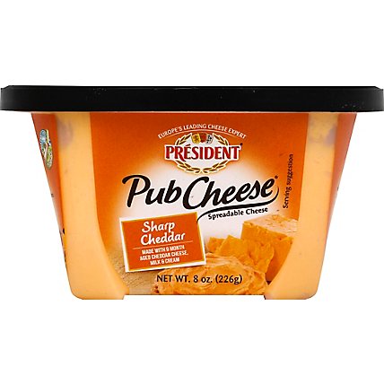 President Pub Cheese Spreadable Cheese Sharp Cheddar - 8 Oz - Image 2