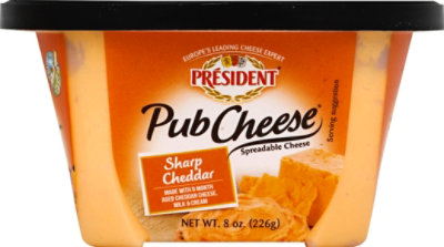 President Pub Cheese Spreadable Cheese Sharp Cheddar - 8 Oz - Image 2