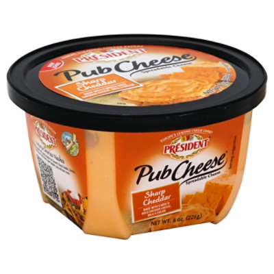 President Pub Cheese Spreadable Cheese Sharp Cheddar - 8 Oz - Image 1