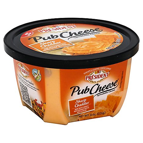 President Pub Cheese Spreadable Cheese Sharp Cheddar - 8 Oz