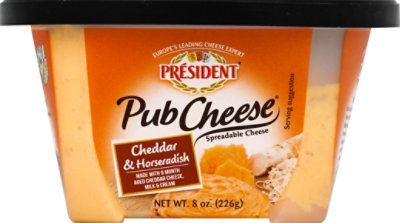 President Pub Cheese Spreadable Cheese Cheddar & Horsedish - 8 Oz - Image 2