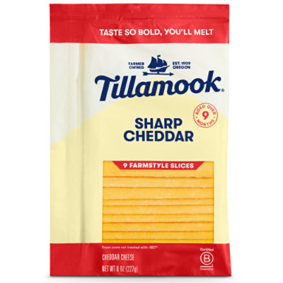 Tillamook Sharp Cheddar Cheese Farmstyle Slices 9 Count - 8 Oz