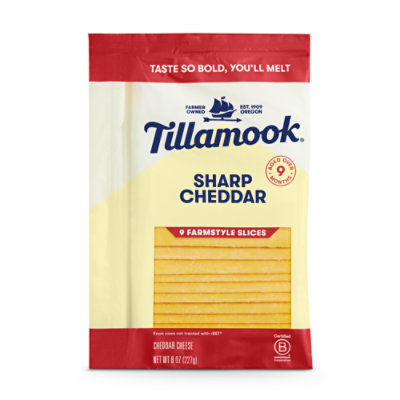Tillamook Sharp Cheddar Cheese Farmstyle Slices 9 Count - 8 Oz