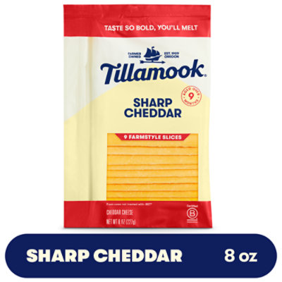 Tillamook Sharp Cheddar Cheese Farmstyle Slices 9 Count - 8 Oz - Image 1