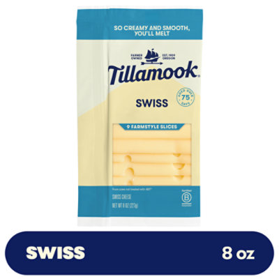 Tillamook Farmstyle Thick Cut Swiss Cheese Slices 8 Count - 8 Oz