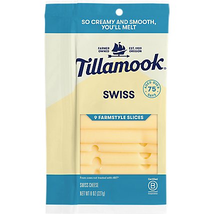 Tillamook Farmstyle Thick Cut Swiss Cheese Slices 8 Count - 8 Oz - Image 1