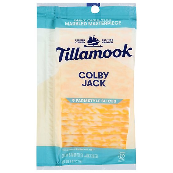 Tillamook Farmstyle Thick Cut Colby Jack Cheese Slices 8 Count - 8 Oz