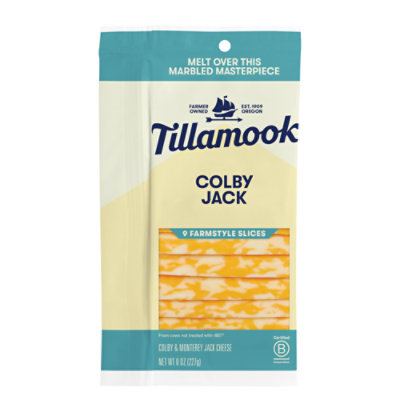 Tillamook Farmstyle Thick Cut Colby Jack Cheese Slices 8 Count - 8 Oz