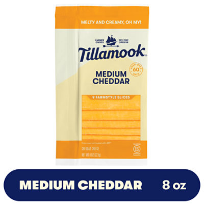 Tillamook Farmstyle Medium Cheddar Thick Cut Slices Cheese 9 Count - 8 Oz - Image 1