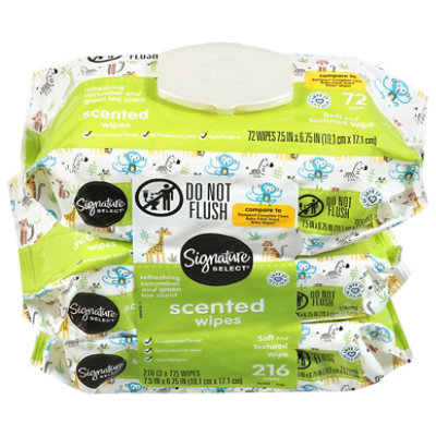 Signature Select/Care Scented Wipes Cucumber & Green Tea Scent - 3-72 Count - Image 2