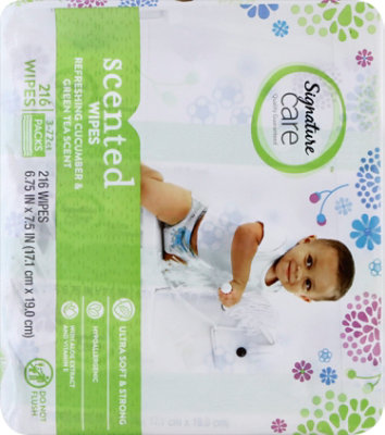 Signature Select/Care Scented Wipes Cucumber & Green Tea Scent - 3-72 Count - Image 3